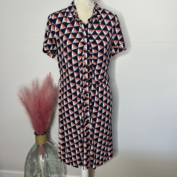 MSK • geometric abstract print shirt dress - Picture 1 of 10